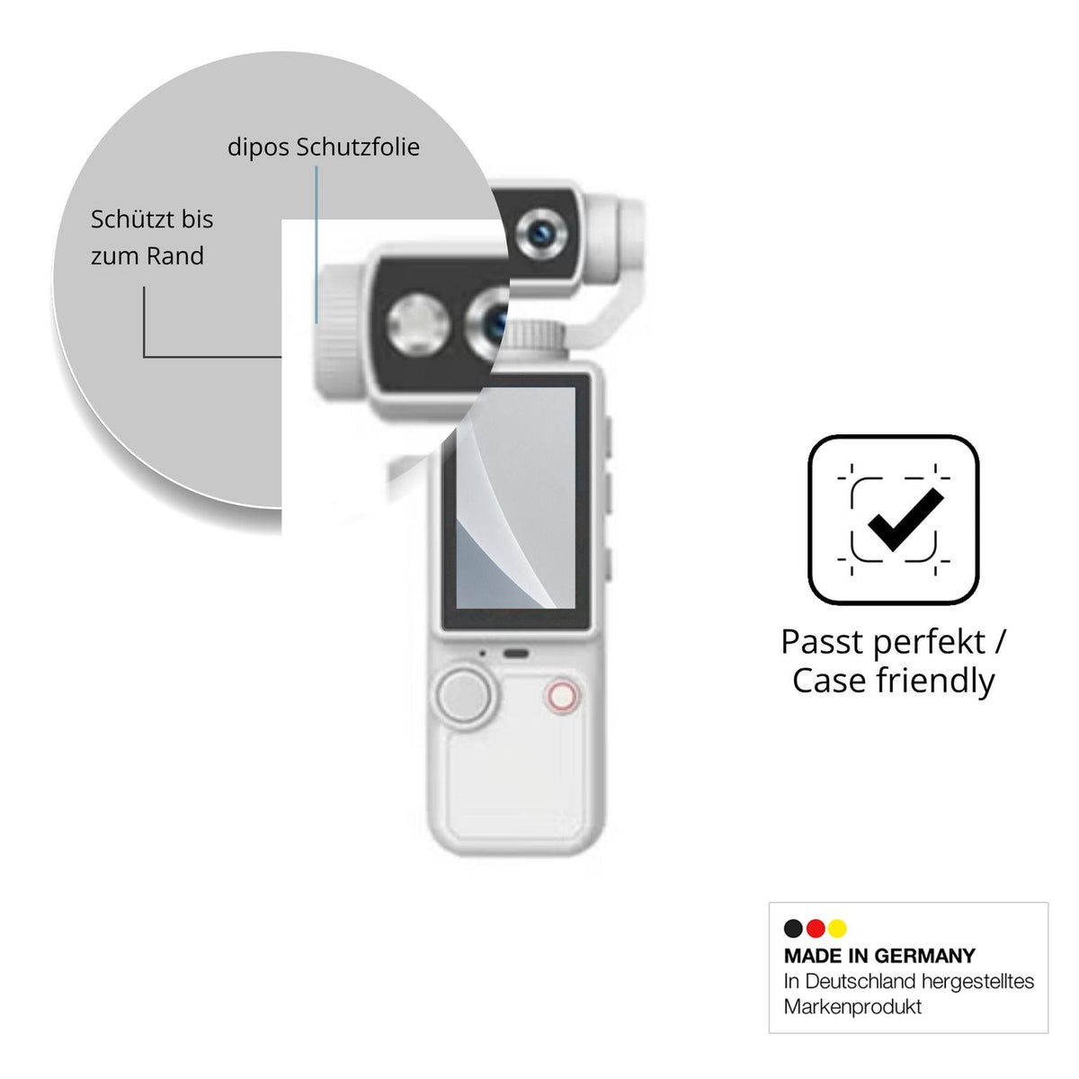 Schutzglasfolie mit optimaler Passform, zur Verwendung mit Hüllen geeignet