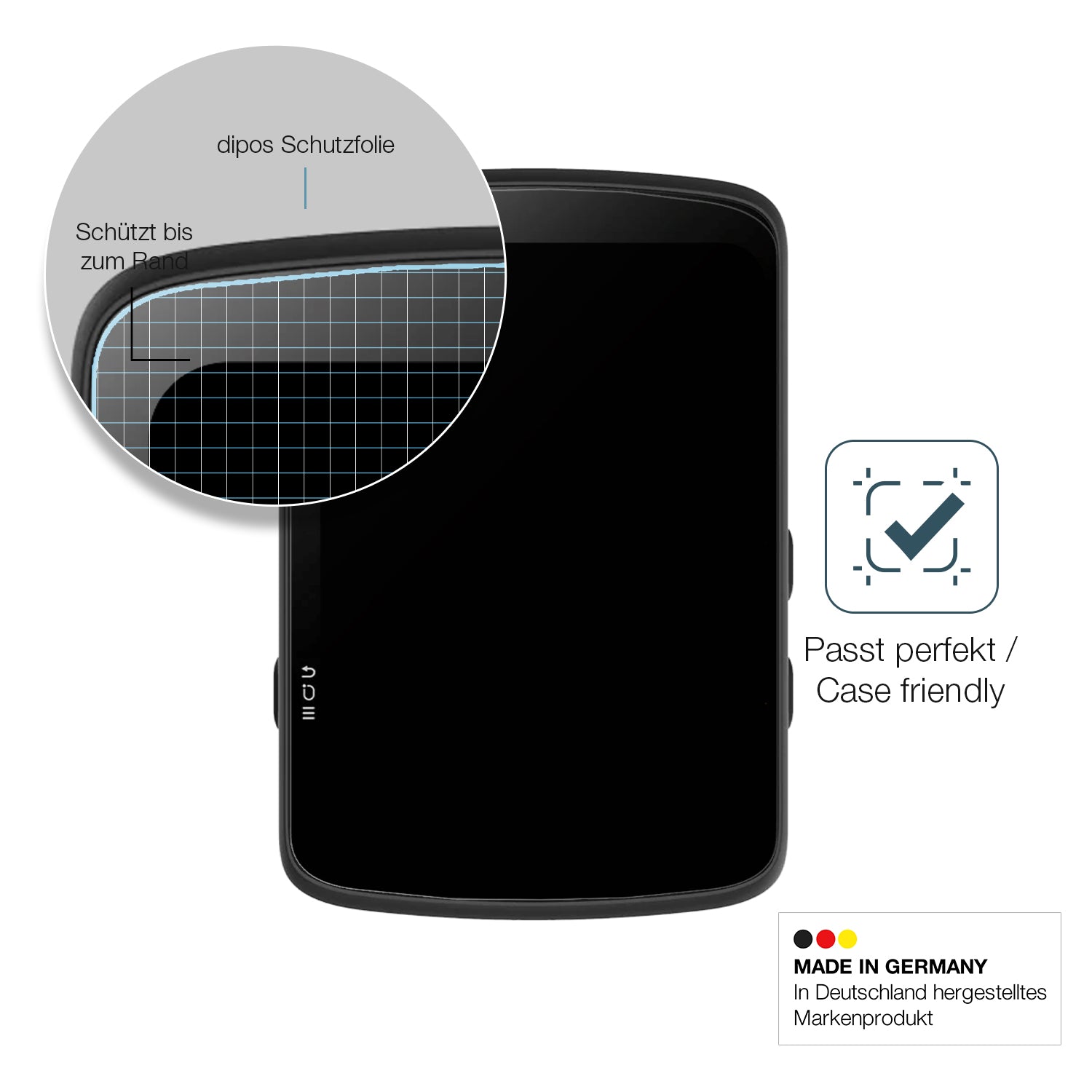 Schutzglasfolie mit optimaler Passform, zur Verwendung mit Hüllen geeignet
