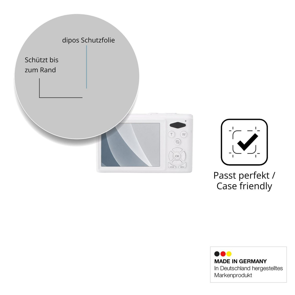 Schutzglasfolie mit optimaler Passform, zur Verwendung mit Hüllen geeignet