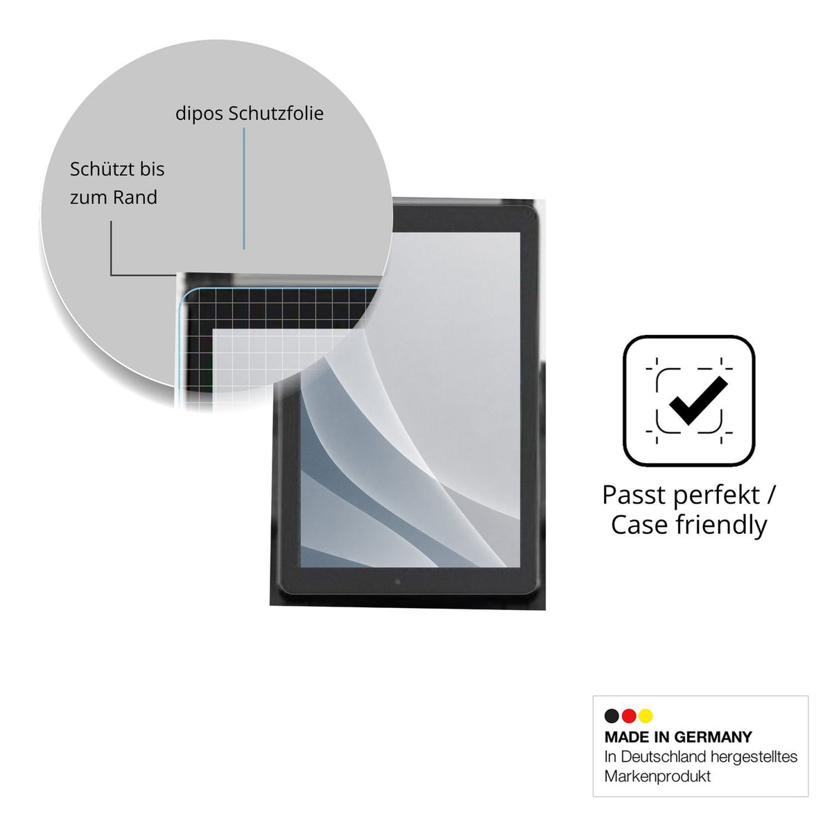 Schutzglasfolie mit optimaler Passform, zur Verwendung mit Hüllen geeignet