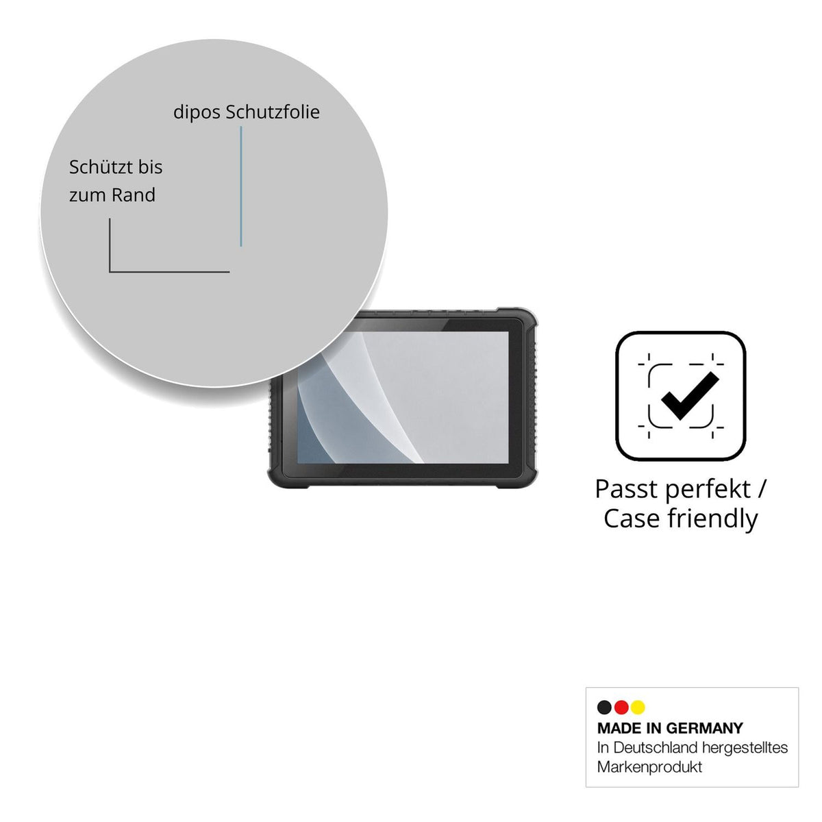 Schutzglasfolie mit optimaler Passform, zur Verwendung mit Hüllen geeignet