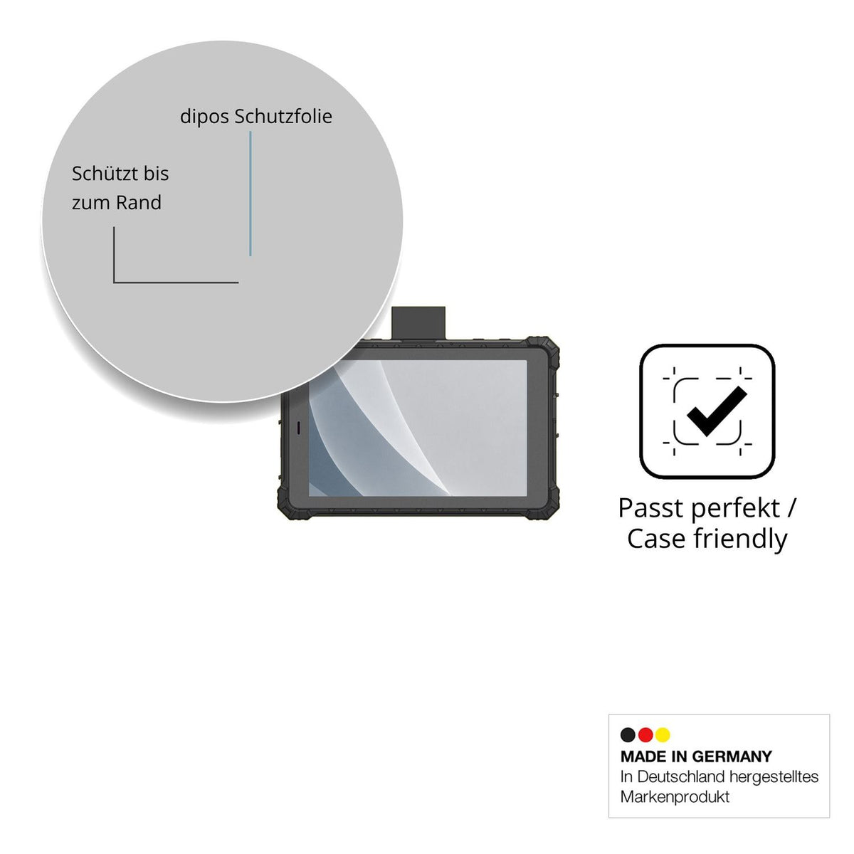Schutzglasfolie mit optimaler Passform, zur Verwendung mit Hüllen geeignet