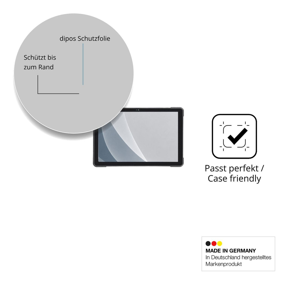 Schutzglasfolie mit optimaler Passform, zur Verwendung mit Hüllen geeignet