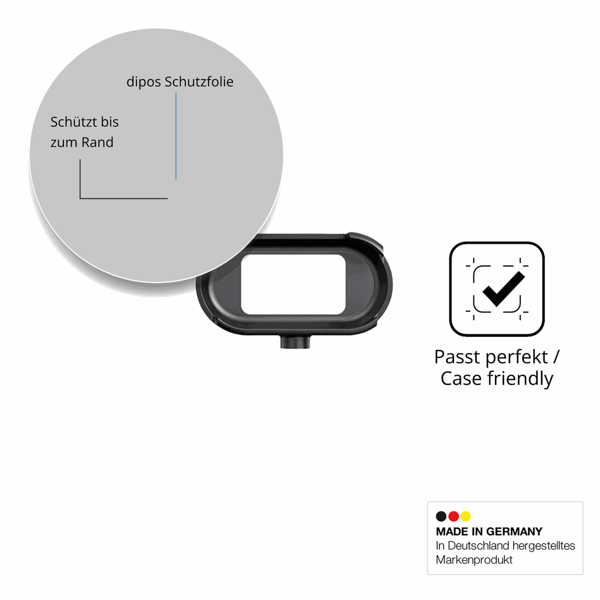 Schutzglasfolie mit optimaler Passform, zur Verwendung mit Hüllen geeignet