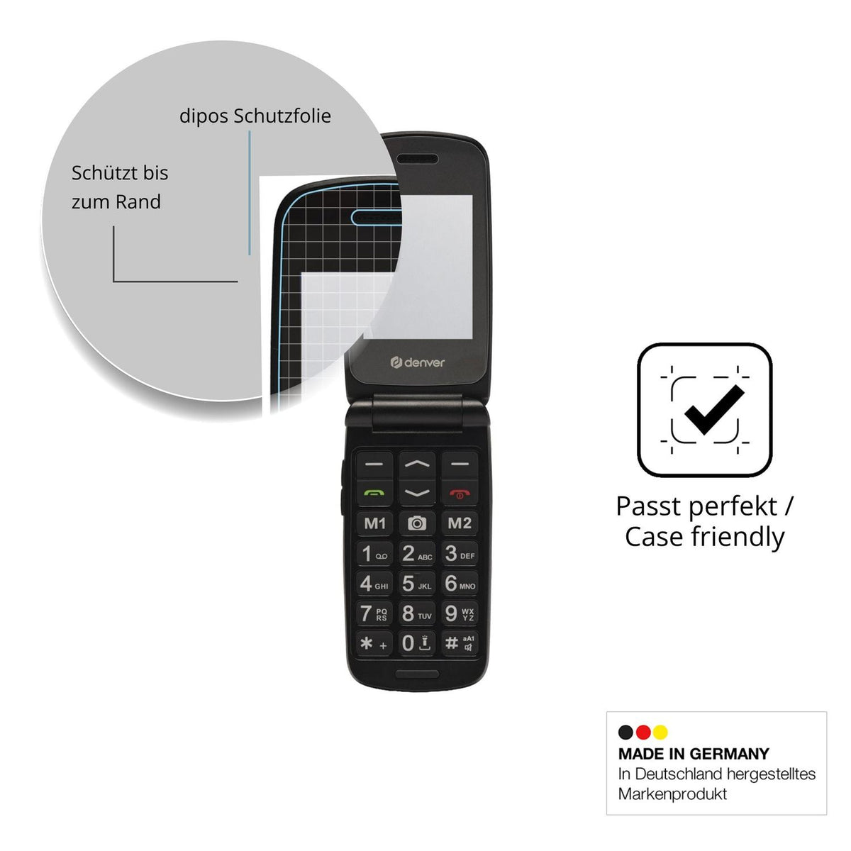 Schutzglasfolie mit optimaler Passform, zur Verwendung mit Hüllen geeignet
