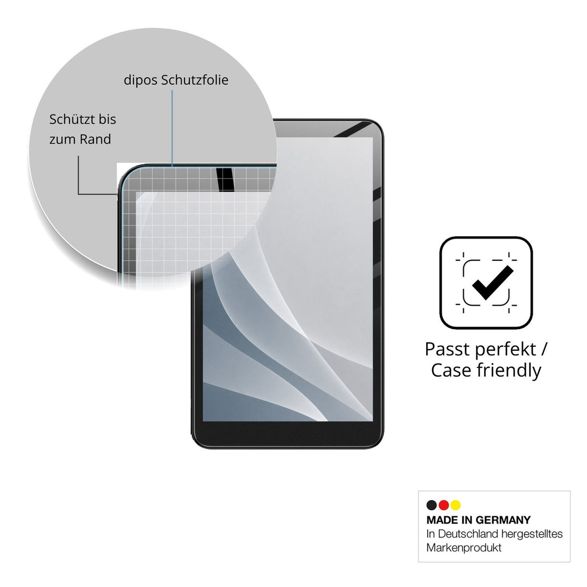 Schutzglasfolie mit optimaler Passform, zur Verwendung mit Hüllen geeignet