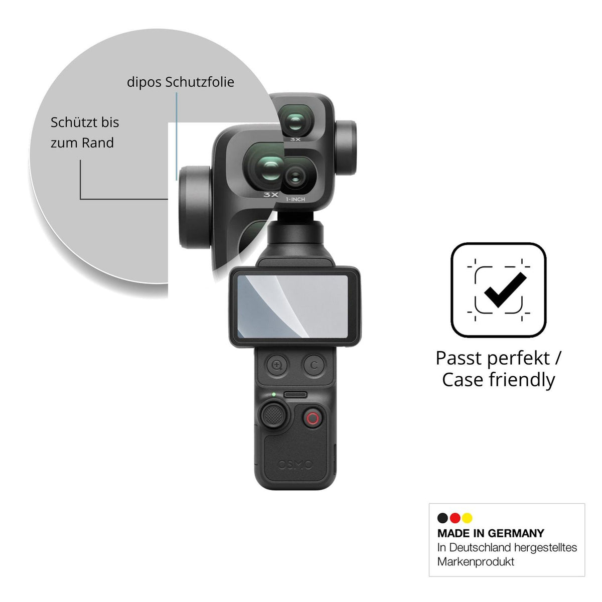 Schutzglasfolie mit optimaler Passform, zur Verwendung mit Hüllen geeignet