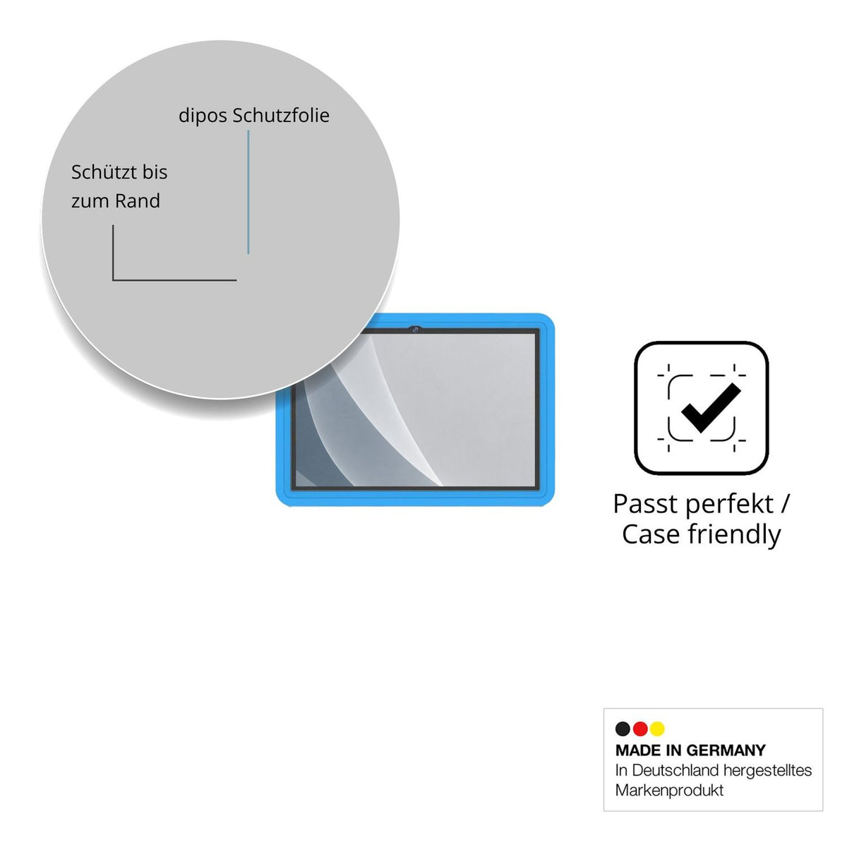Schutzglasfolie mit optimaler Passform, zur Verwendung mit Hüllen geeignet