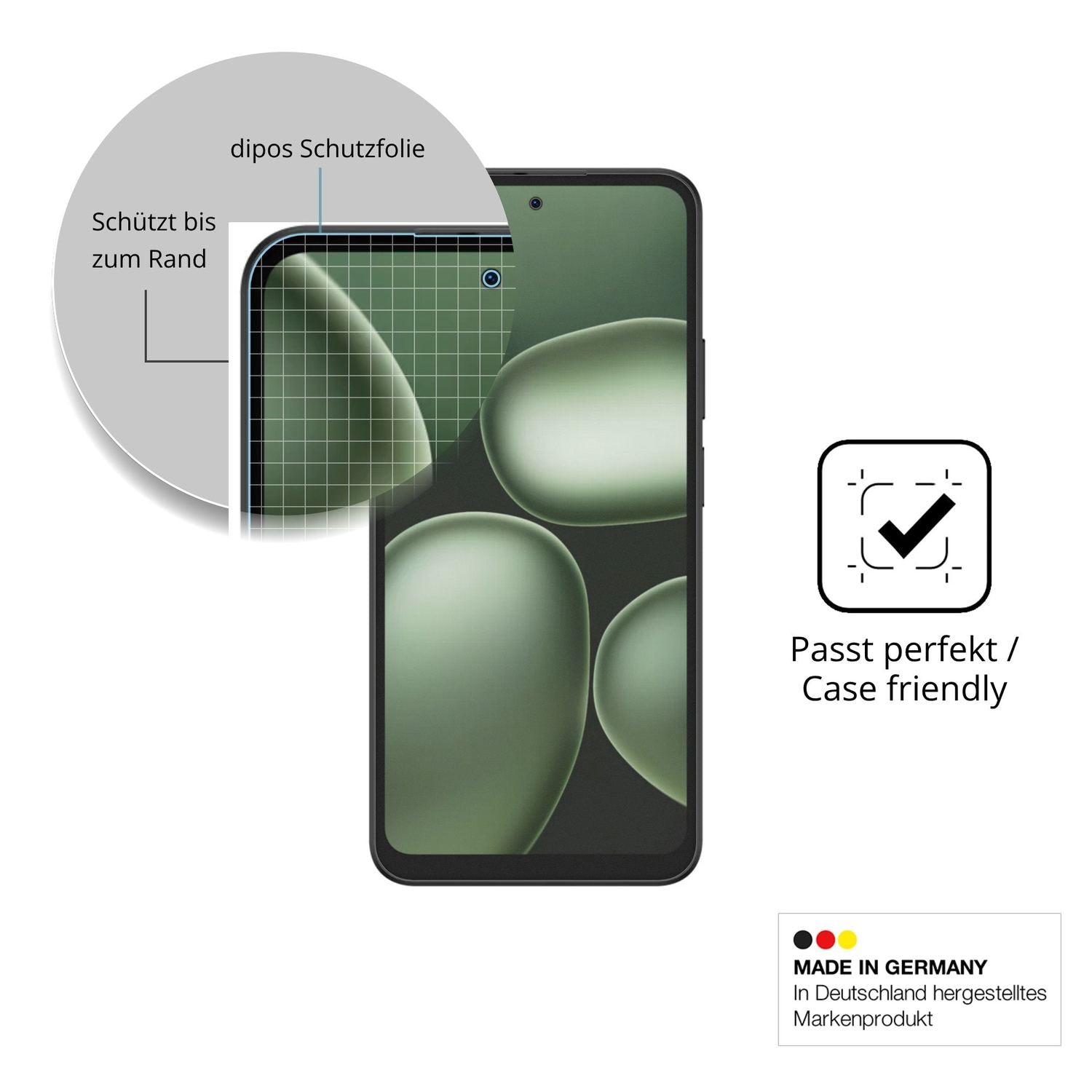 Schutzglasfolie mit optimaler Passform, zur Verwendung mit Hüllen geeignet