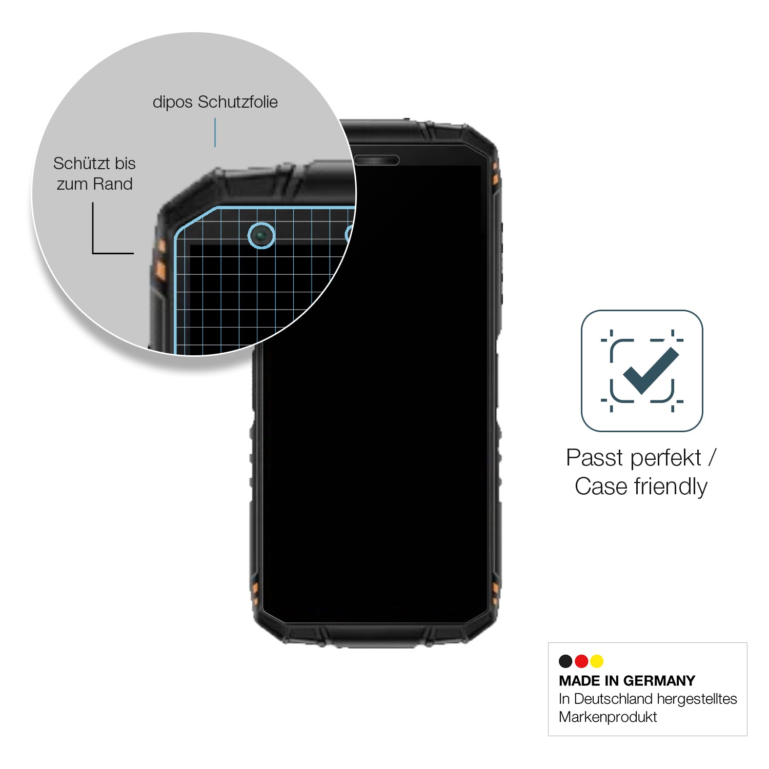 Schutzglasfolie mit optimaler Passform, zur Verwendung mit Hüllen geeignet