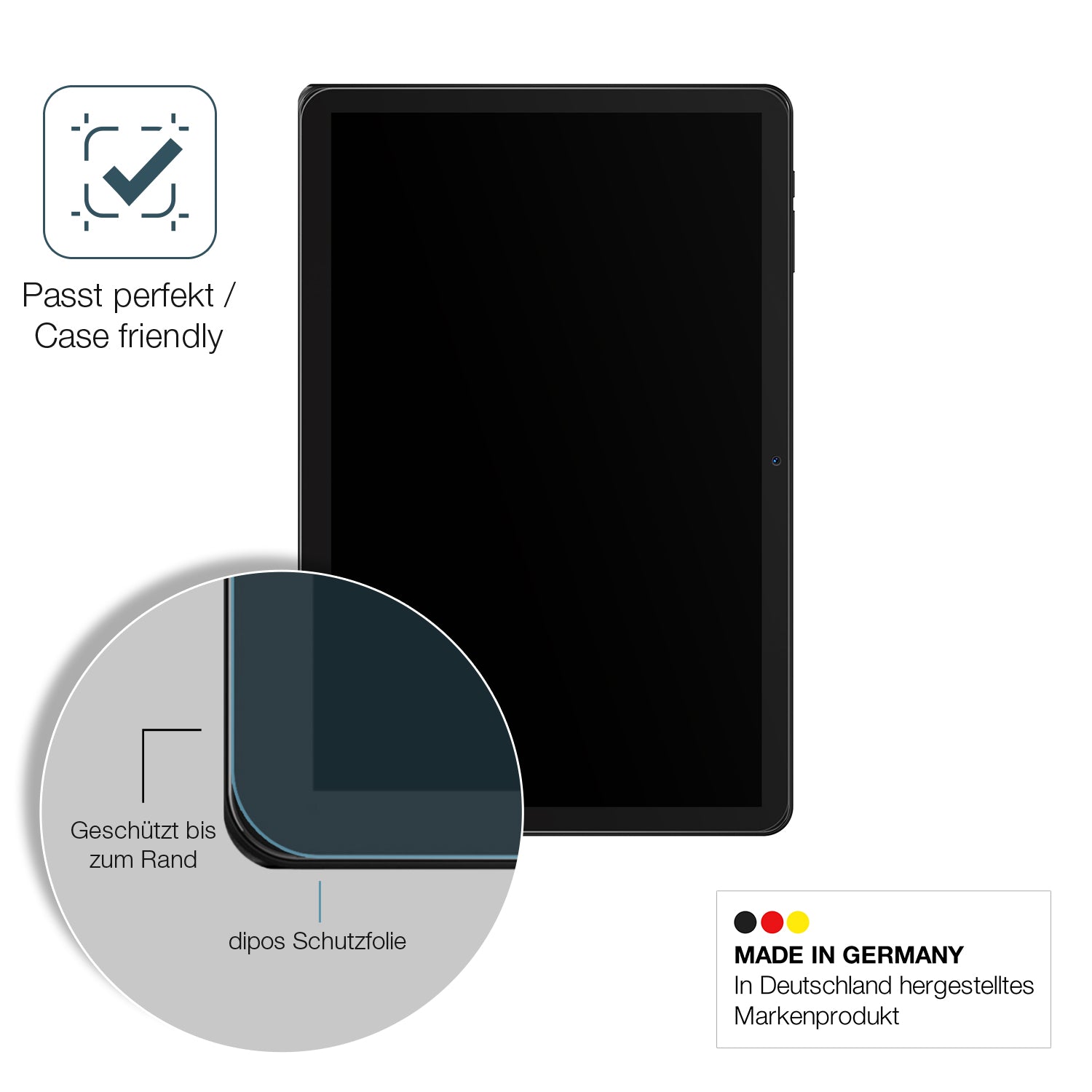 Schutzglasfolie mit optimaler Passform, zur Verwendung mit Hüllen geeignet