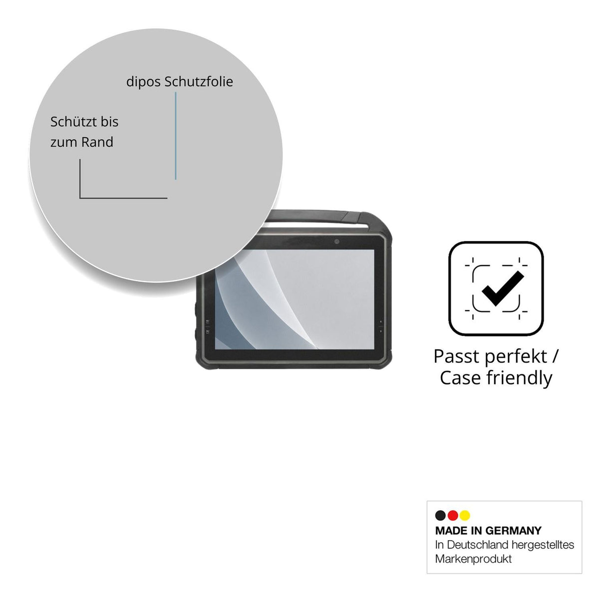 Schutzglasfolie mit optimaler Passform, zur Verwendung mit Hüllen geeignet