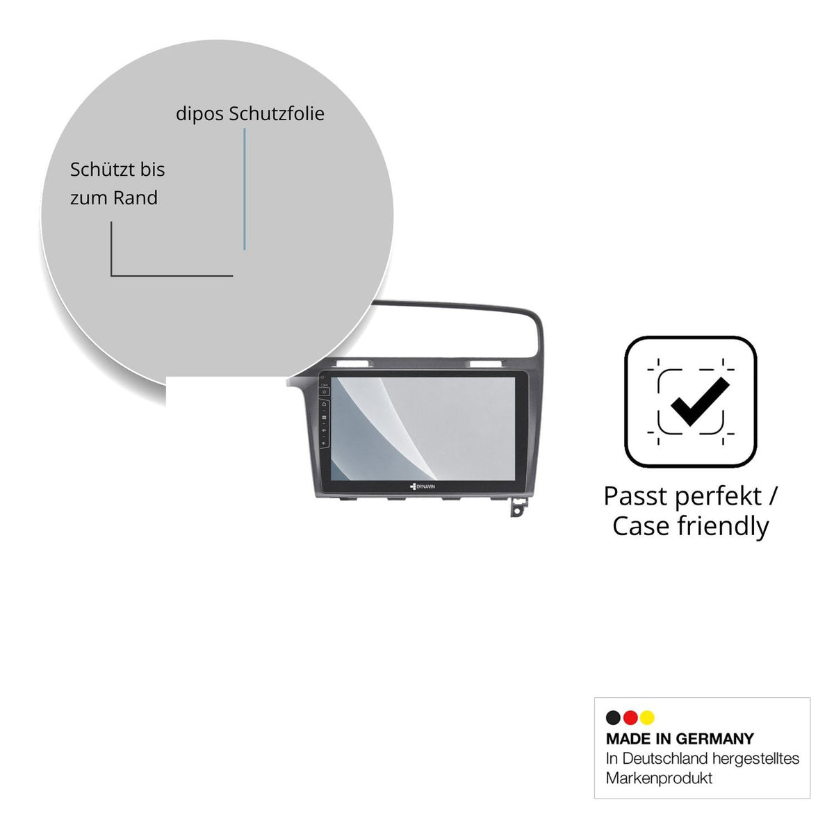 Schutzglasfolie mit optimaler Passform, zur Verwendung mit Hüllen geeignet
