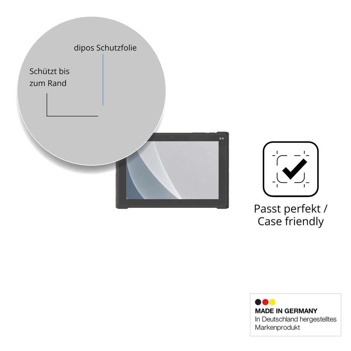 Schutzglasfolie mit optimaler Passform, zur Verwendung mit Hüllen geeignet