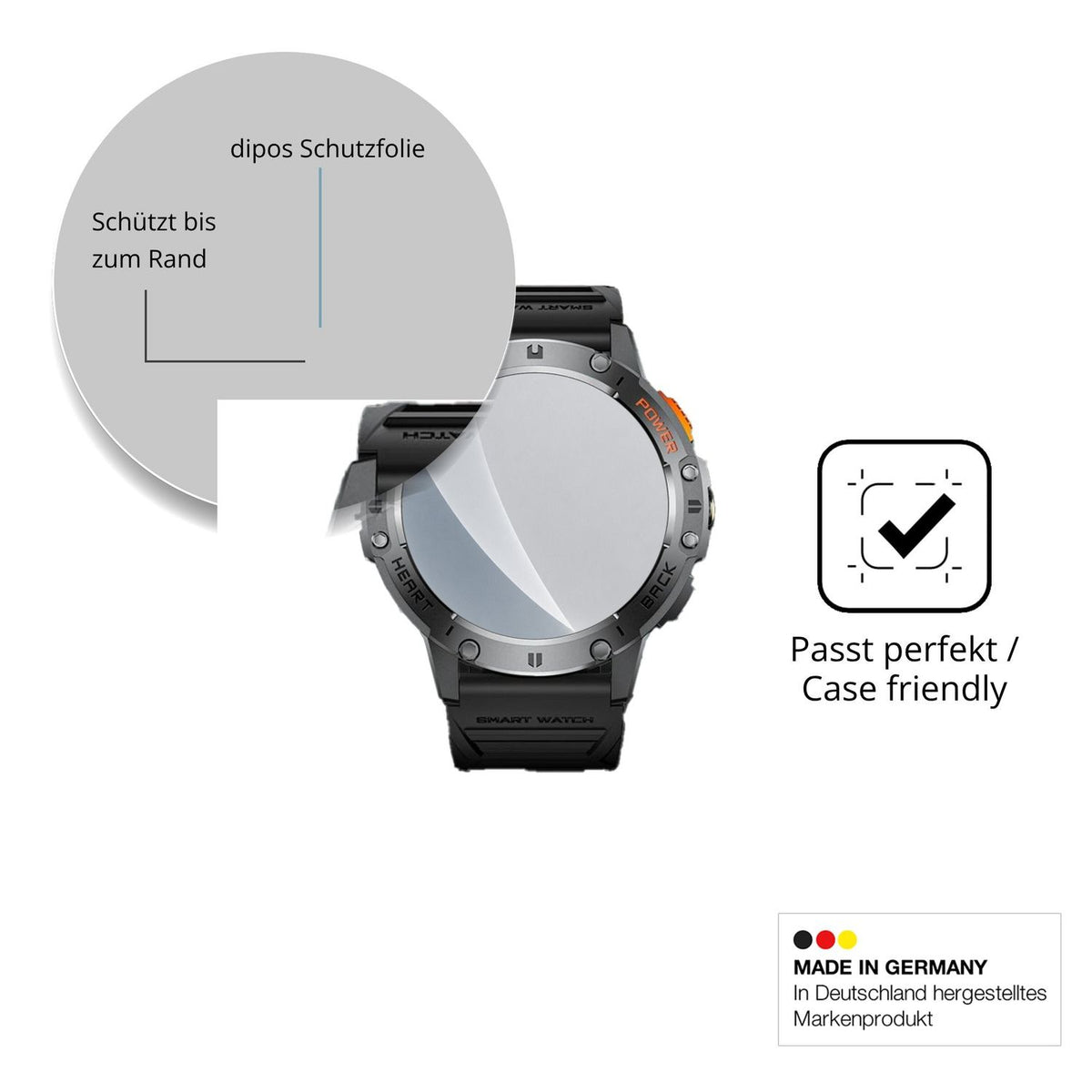 Schutzglasfolie mit optimaler Passform, zur Verwendung mit Hüllen geeignet