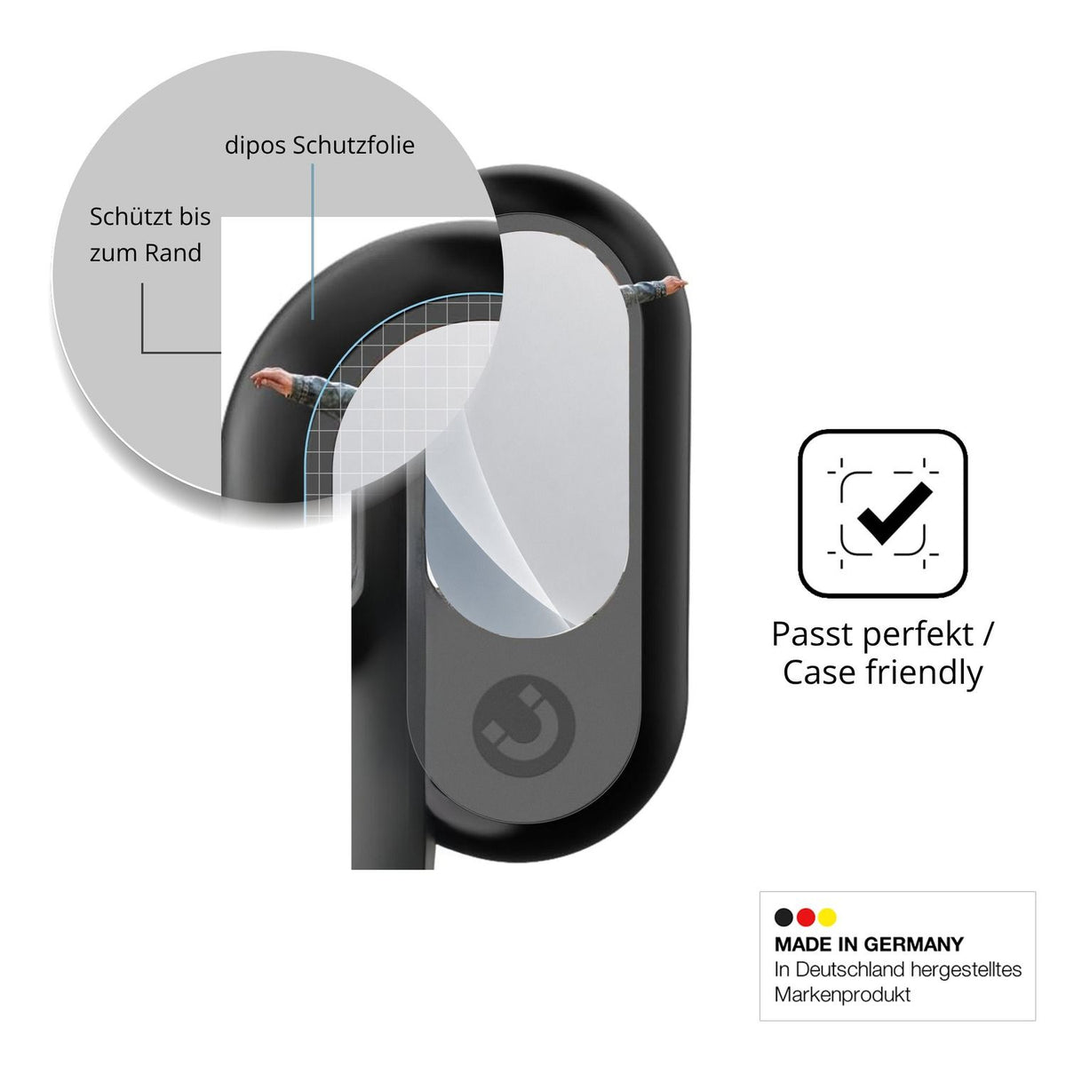 Schutzglasfolie mit optimaler Passform, zur Verwendung mit Hüllen geeignet