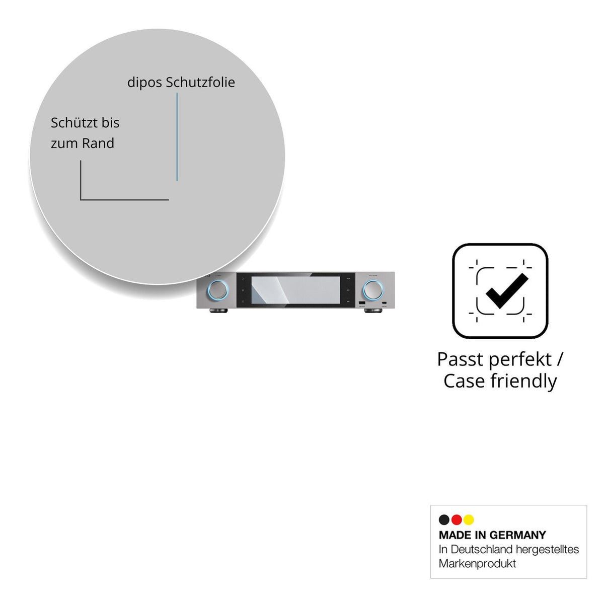 Schutzglasfolie mit optimaler Passform, zur Verwendung mit Hüllen geeignet