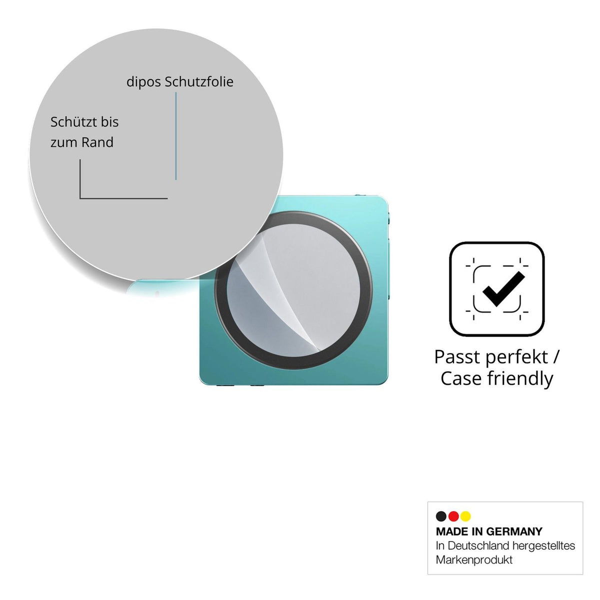 Schutzglasfolie mit optimaler Passform, zur Verwendung mit Hüllen geeignet