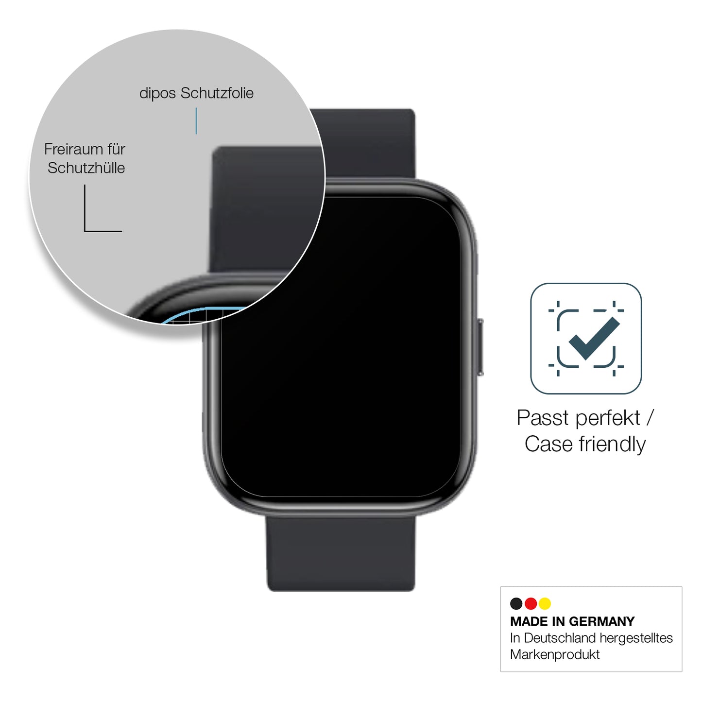Schutzglasfolie mit optimaler Passform, zur Verwendung mit Hüllen geeignet