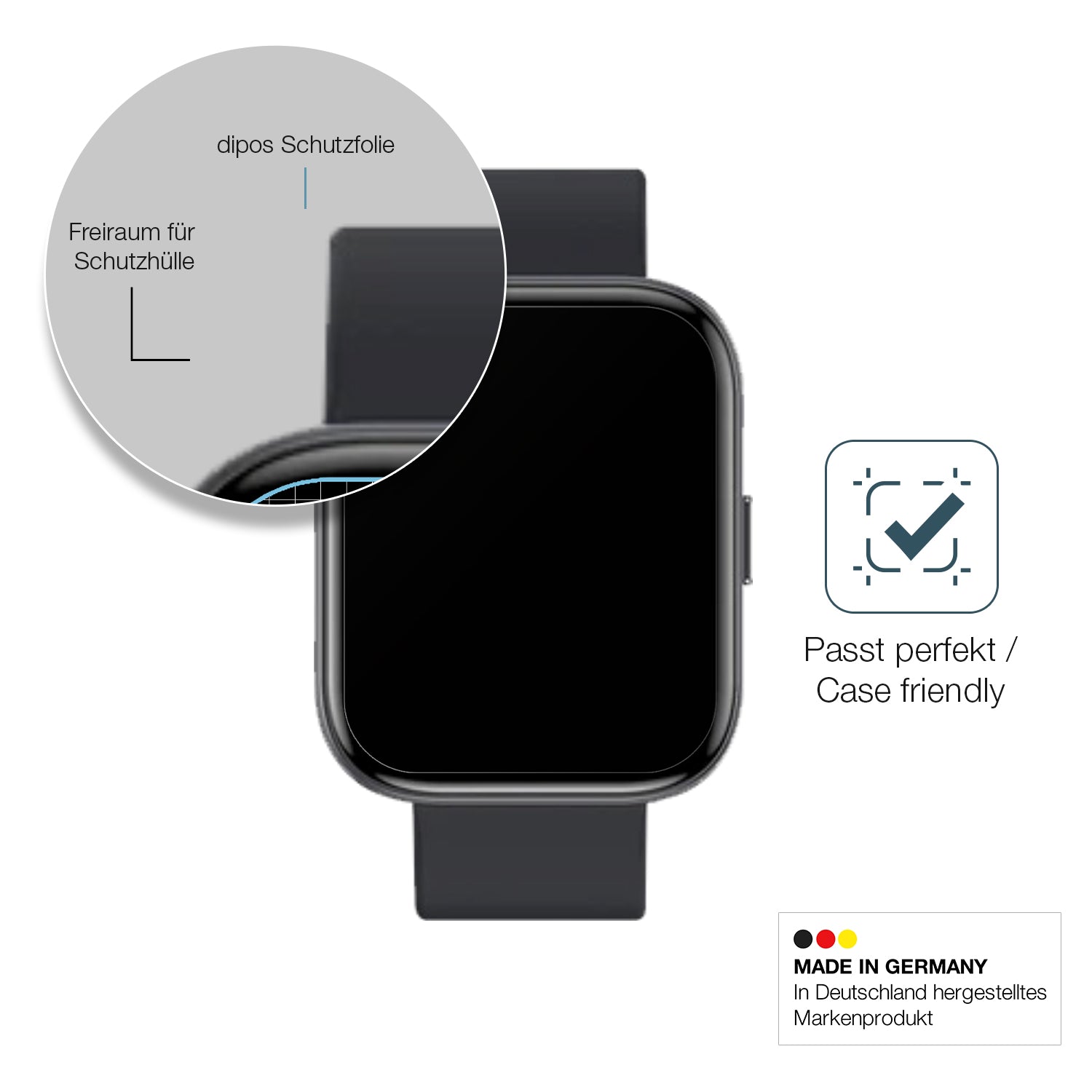Schutzglasfolie mit optimaler Passform, zur Verwendung mit Hüllen geeignet
