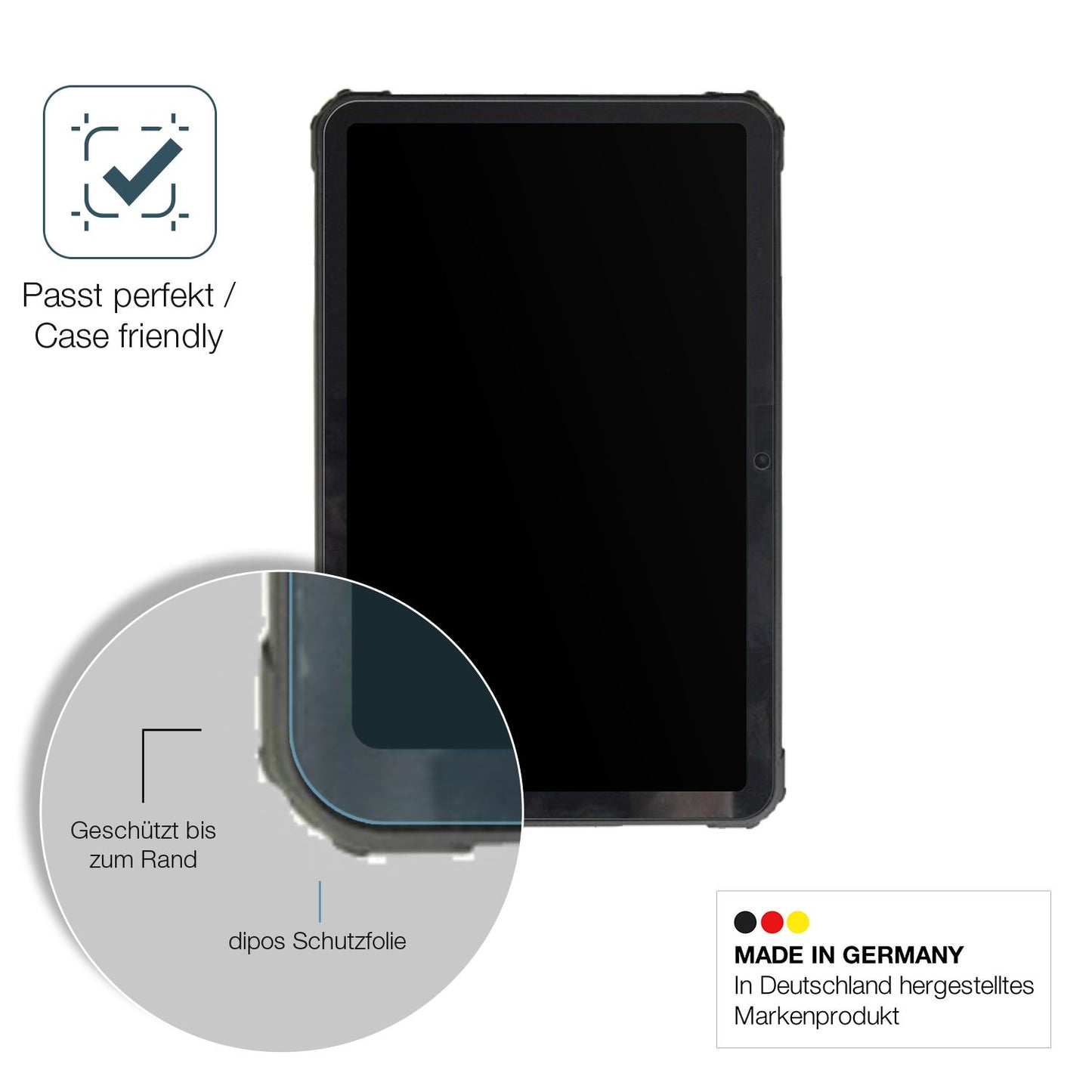 Schutzglasfolie mit optimaler Passform, zur Verwendung mit Hüllen geeignet