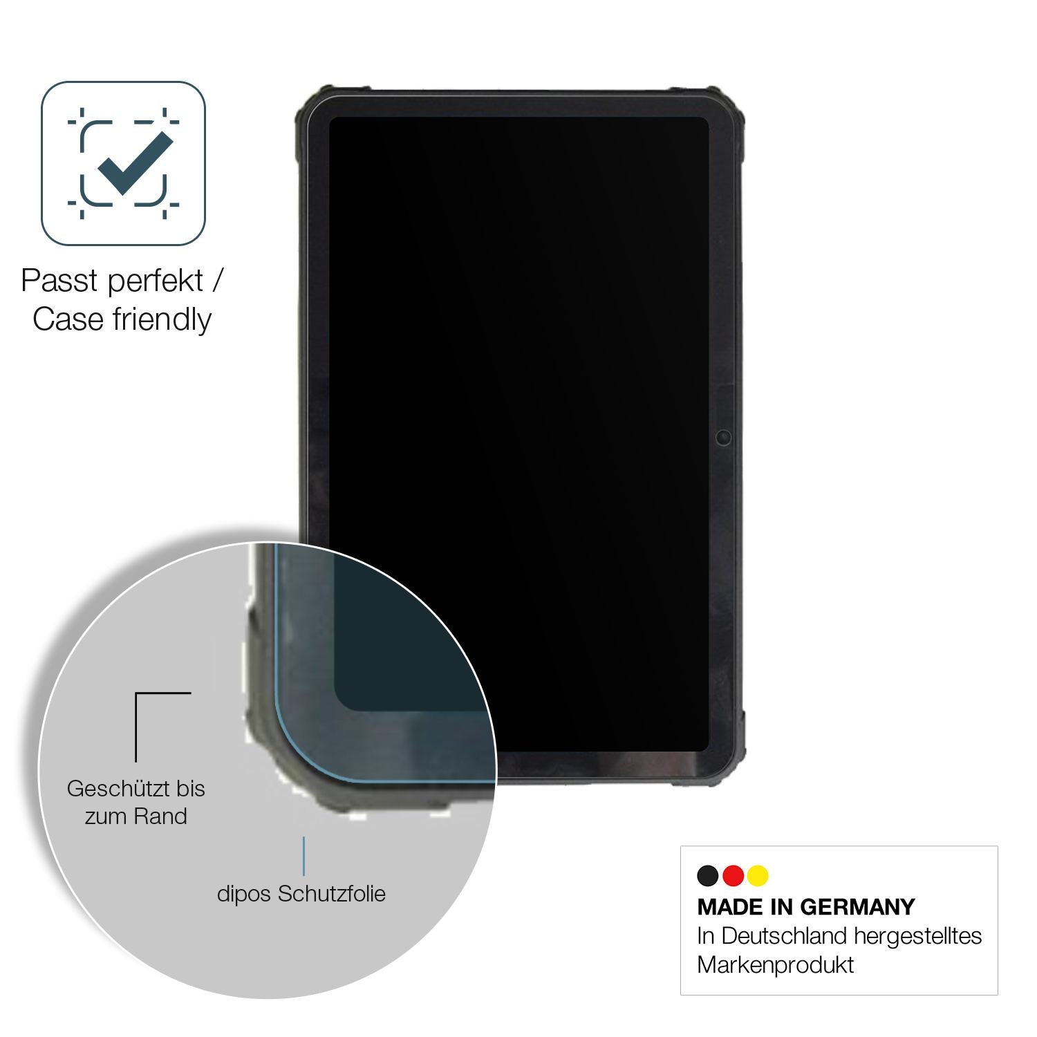 Schutzglasfolie mit optimaler Passform, zur Verwendung mit Hüllen geeignet