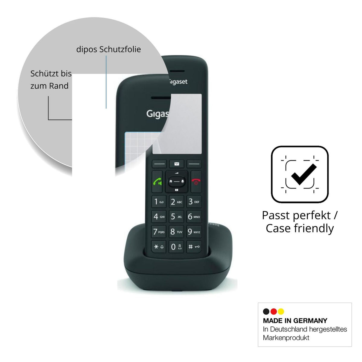 Schutzglasfolie mit optimaler Passform, zur Verwendung mit Hüllen geeignet