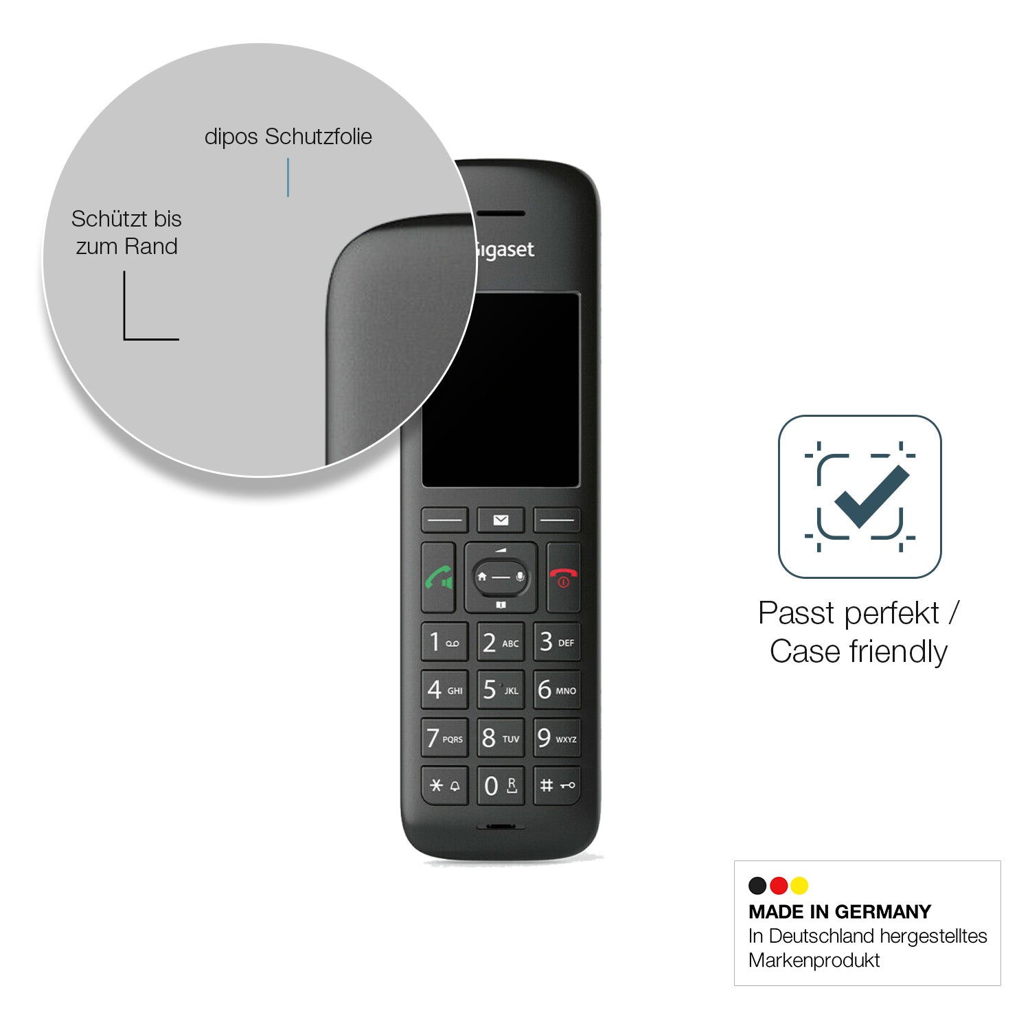 Schutzglasfolie mit optimaler Passform, zur Verwendung mit Hüllen geeignet