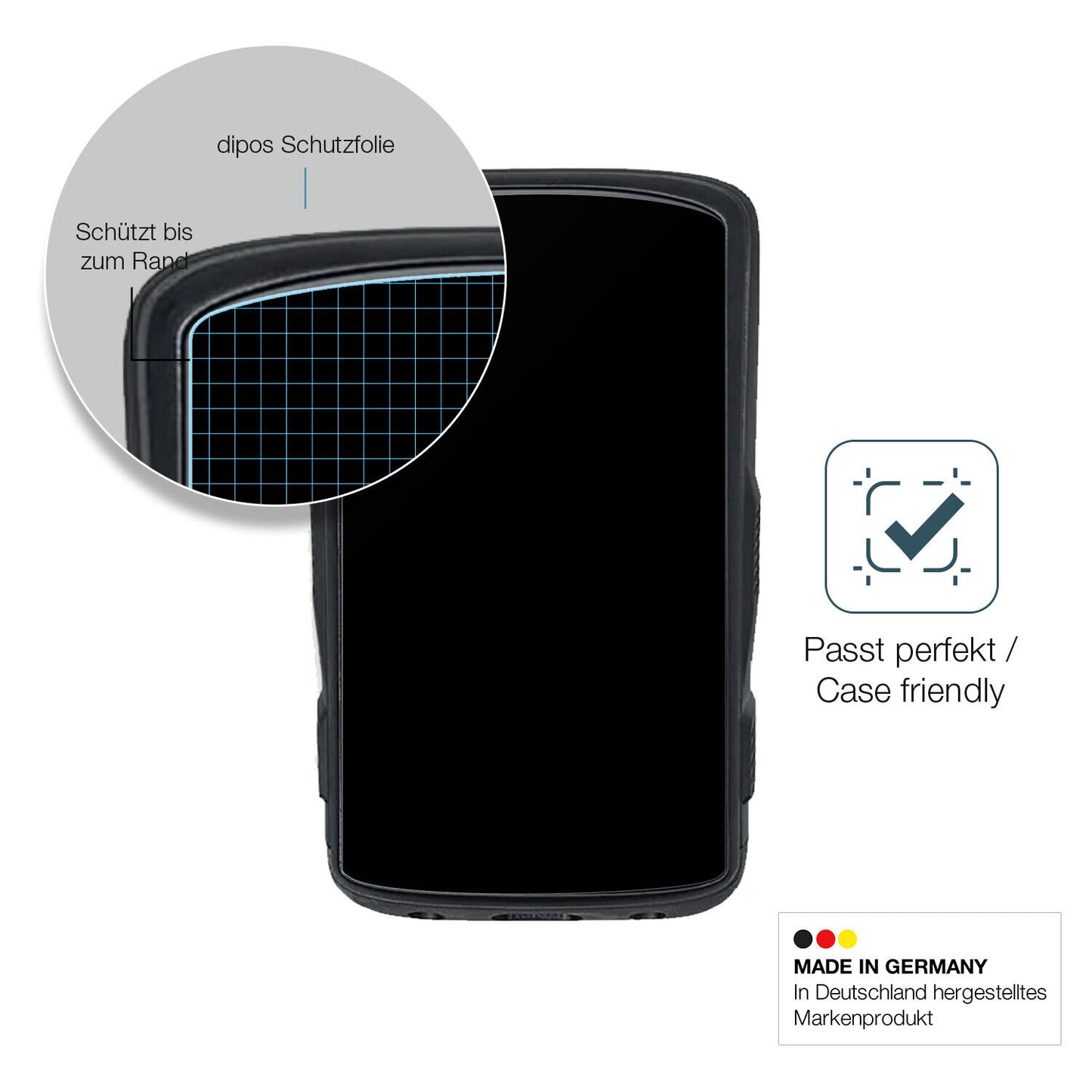 Schutzglasfolie mit optimaler Passform, zur Verwendung mit Hüllen geeignet