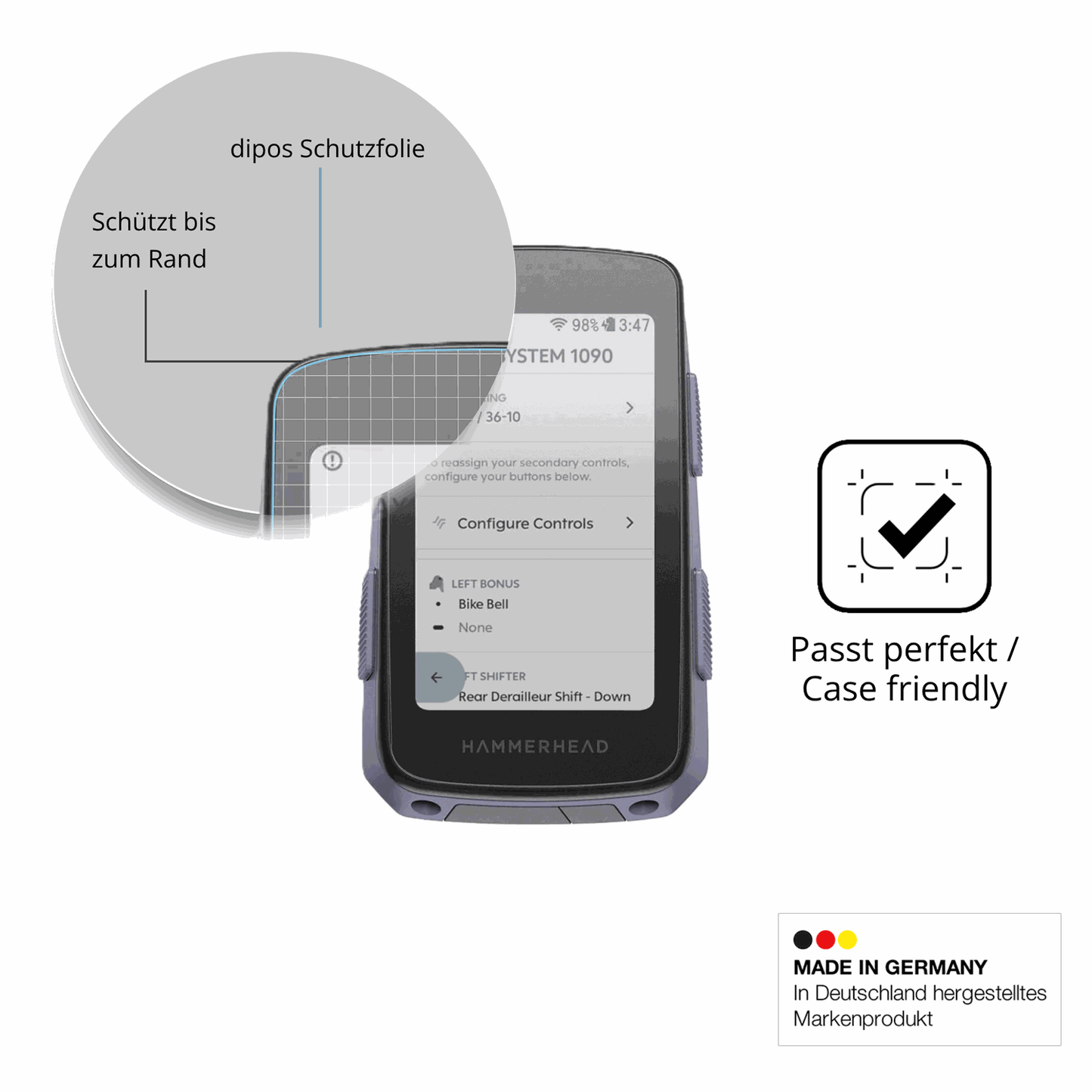 Schutzglasfolie mit optimaler Passform, zur Verwendung mit Hüllen geeignet