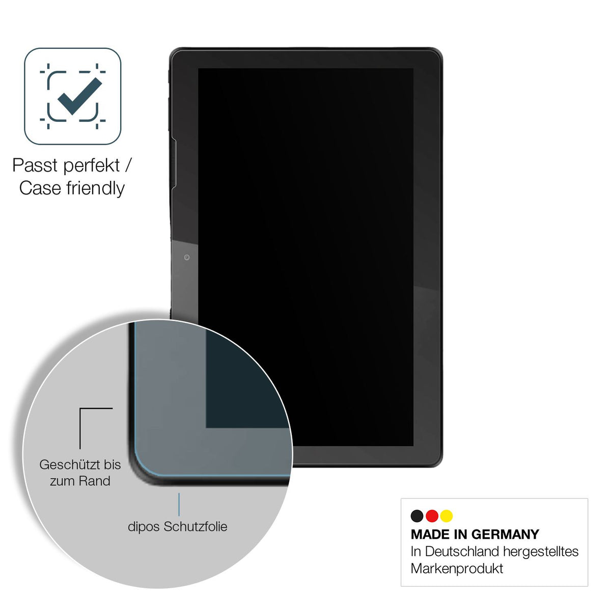 Schutzglasfolie mit optimaler Passform, zur Verwendung mit Hüllen geeignet