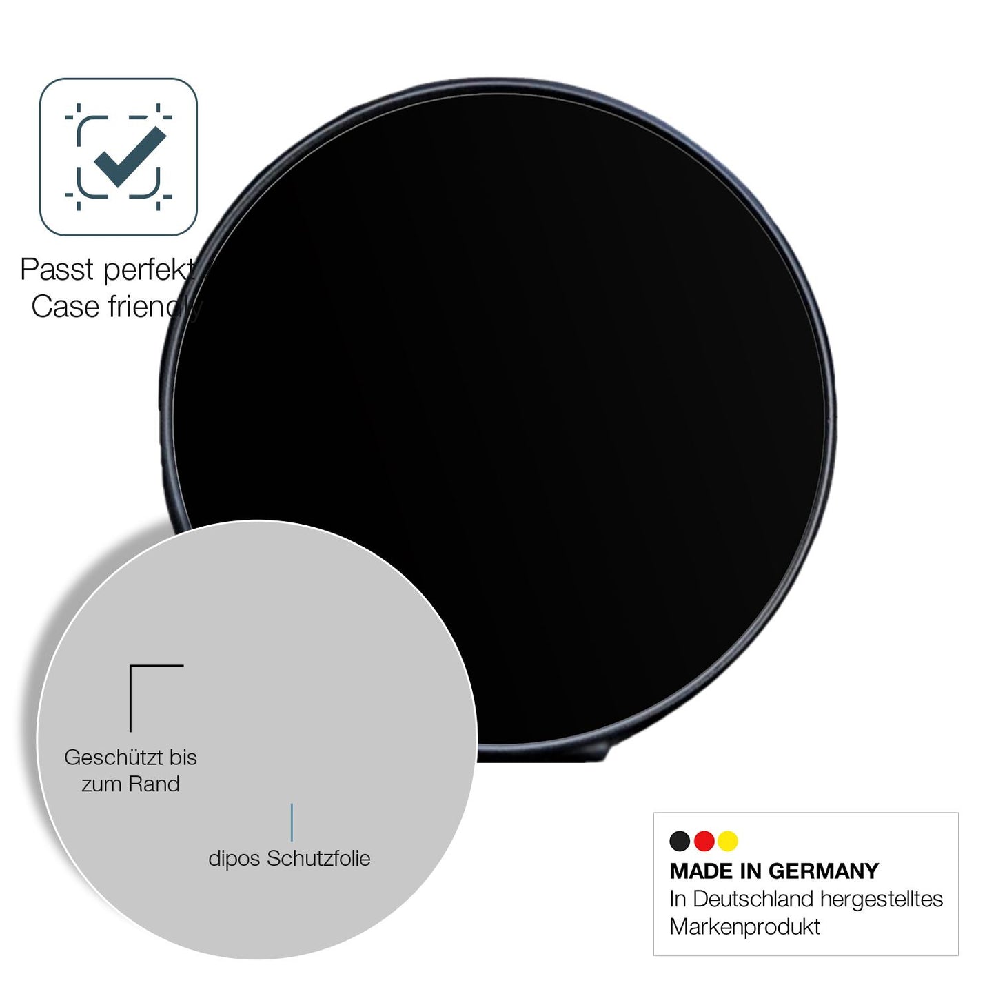 Schutzglasfolie mit optimaler Passform, zur Verwendung mit Hüllen geeignet