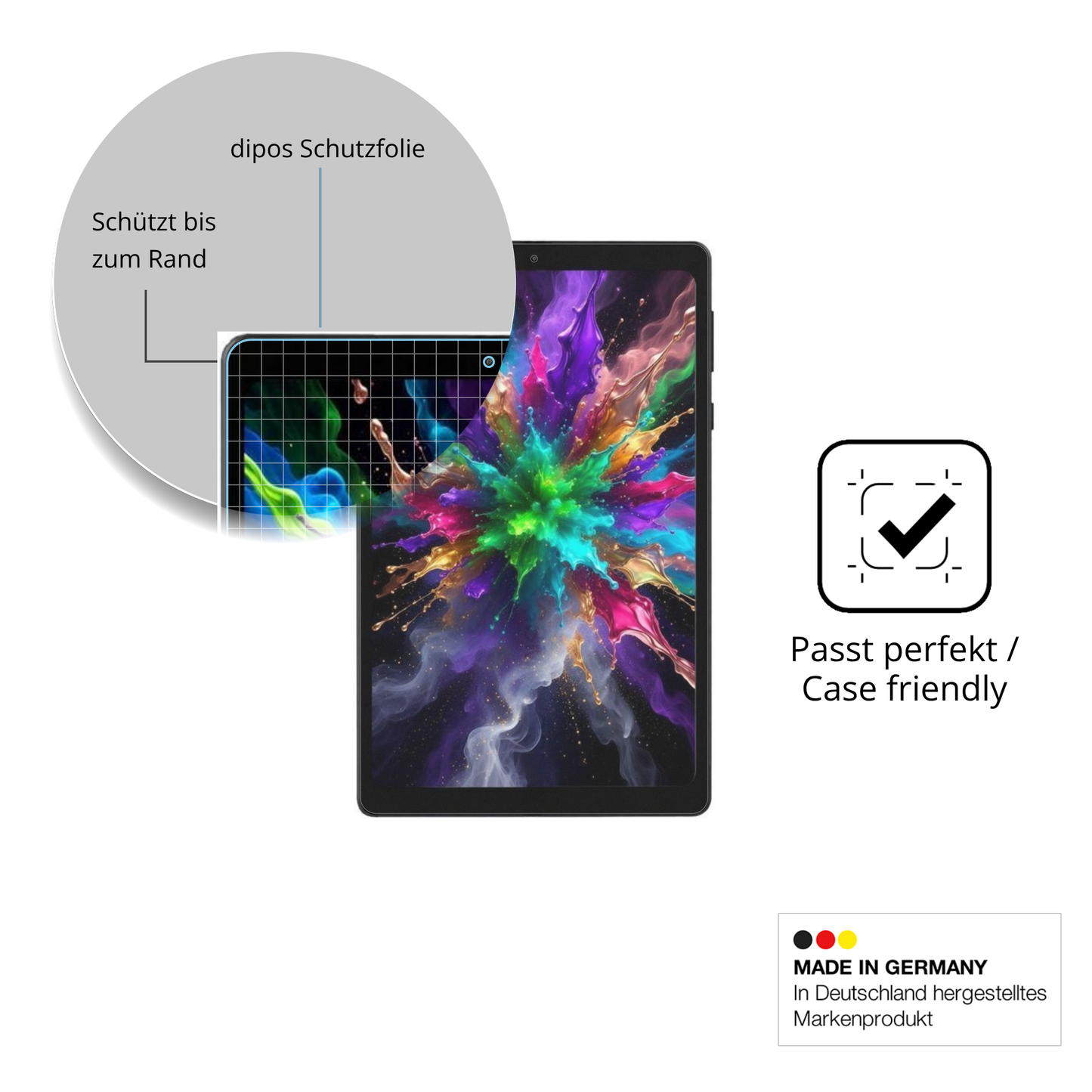 Schutzglasfolie mit optimaler Passform, zur Verwendung mit Hüllen geeignet