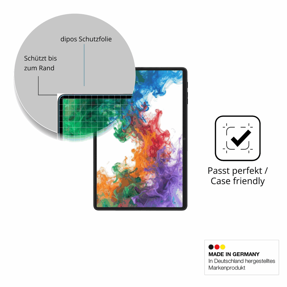 Schutzglasfolie mit optimaler Passform, zur Verwendung mit Hüllen geeignet