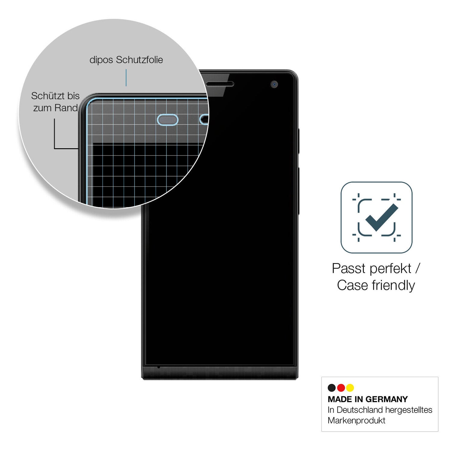 Schutzglasfolie mit optimaler Passform, zur Verwendung mit Hüllen geeignet