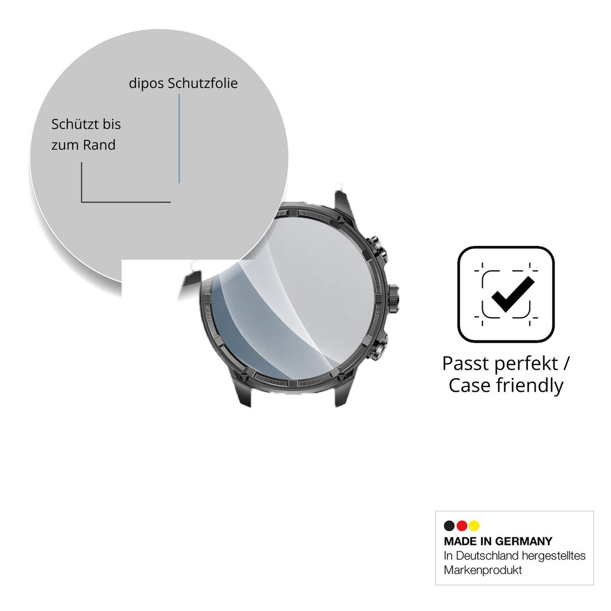 Schutzglasfolie mit optimaler Passform, zur Verwendung mit Hüllen geeignet