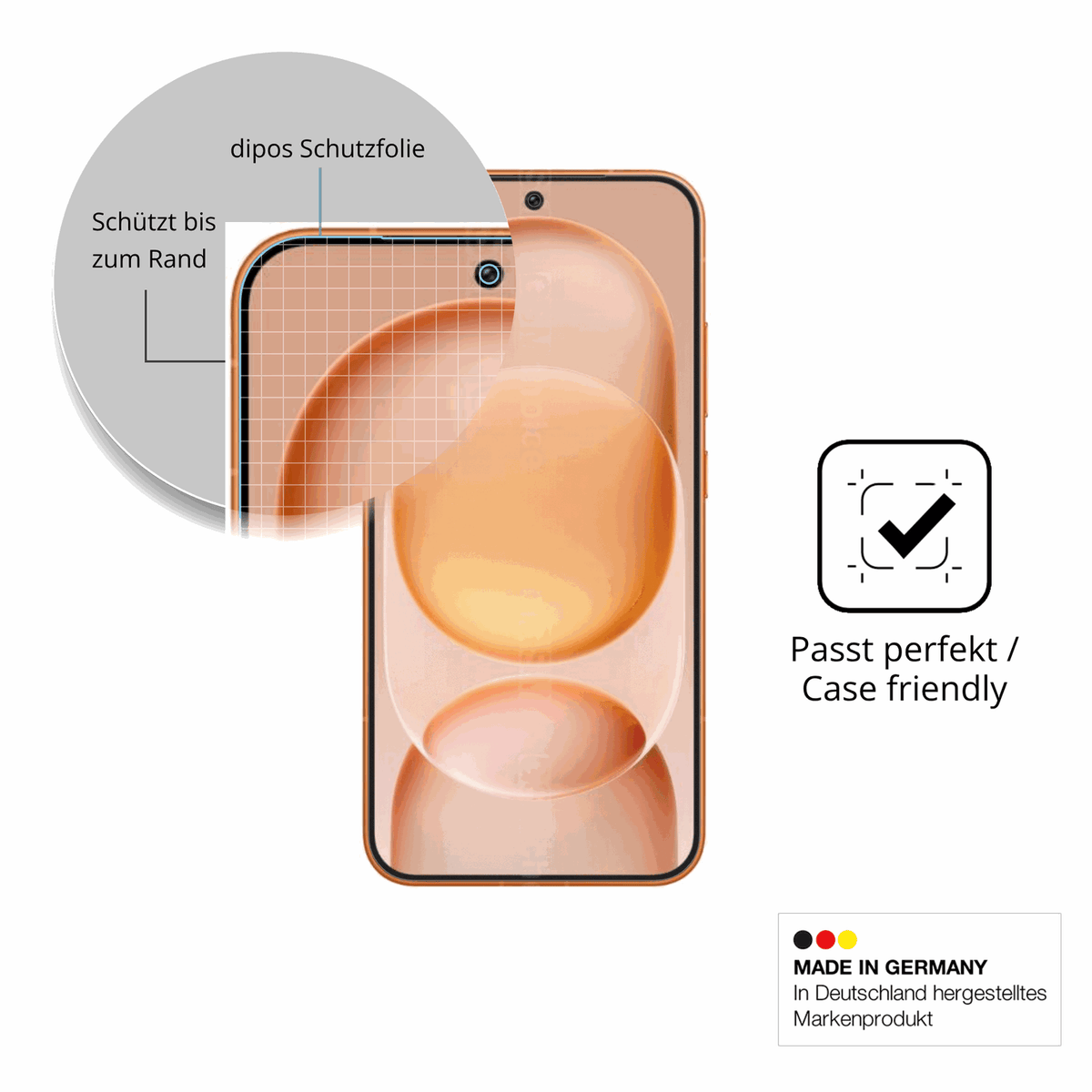 Schutzglasfolie mit optimaler Passform, zur Verwendung mit H�llen geeignet
