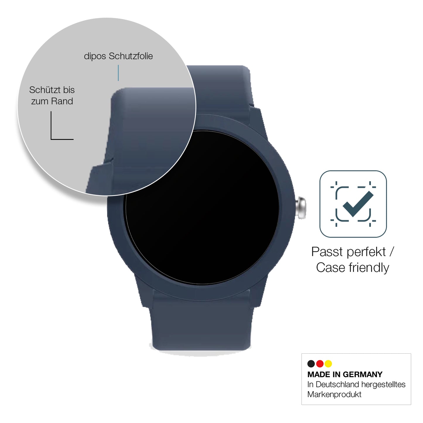 Schutzglasfolie mit optimaler Passform, zur Verwendung mit Hüllen geeignet