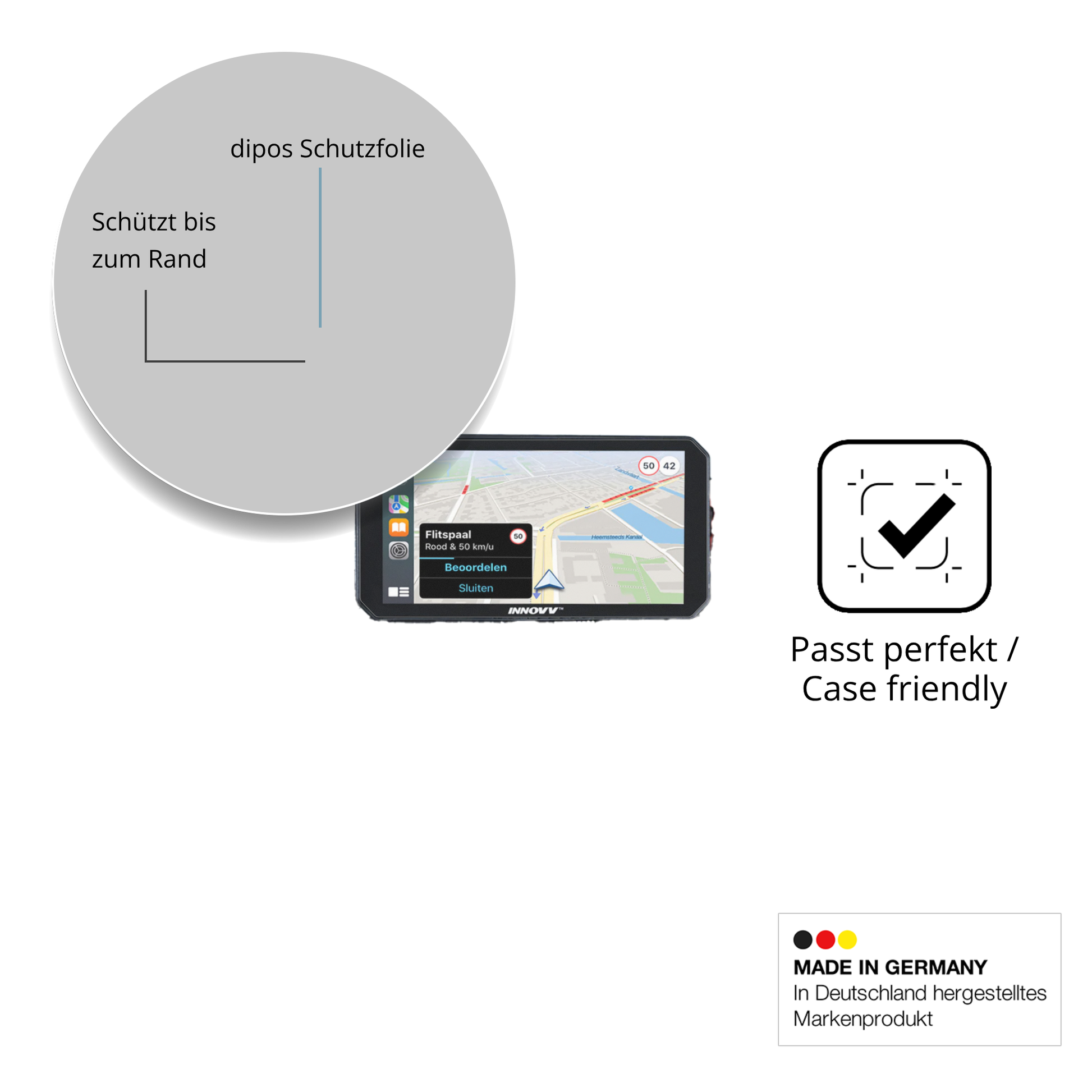 Schutzglasfolie mit optimaler Passform, zur Verwendung mit Hüllen geeignet