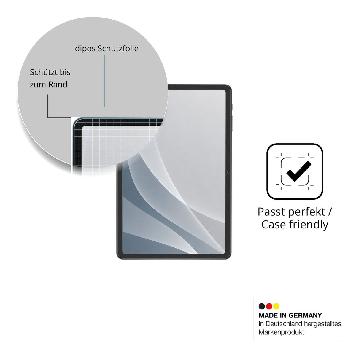 Schutzglasfolie mit optimaler Passform, zur Verwendung mit Hüllen geeignet
