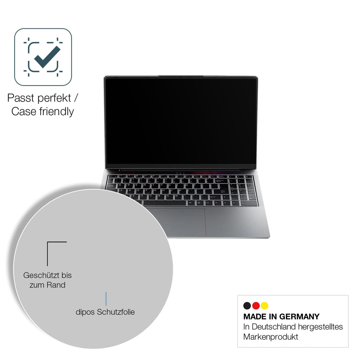 Schutzglasfolie mit optimaler Passform, zur Verwendung mit Hüllen geeignet