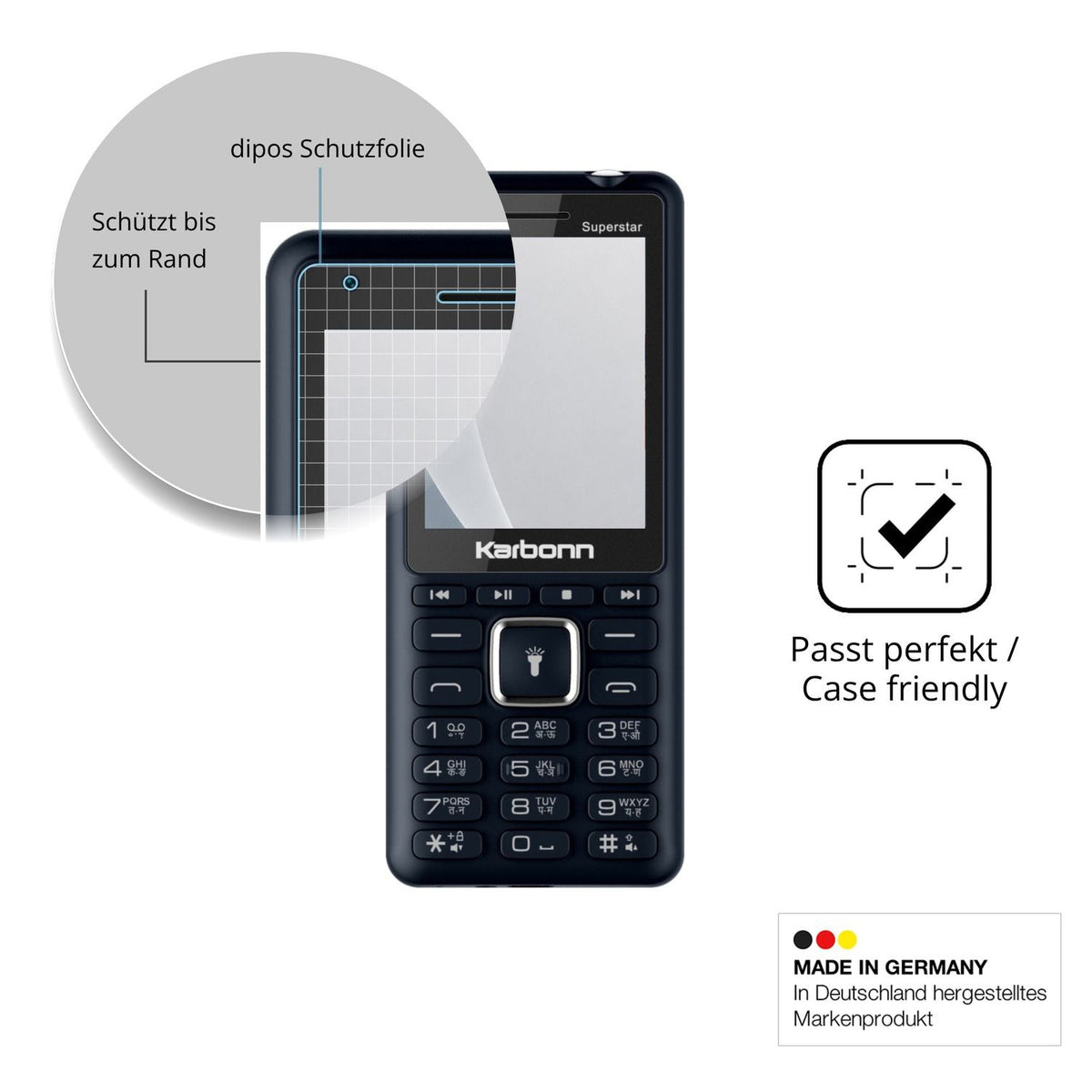Schutzglasfolie mit optimaler Passform, zur Verwendung mit Hüllen geeignet