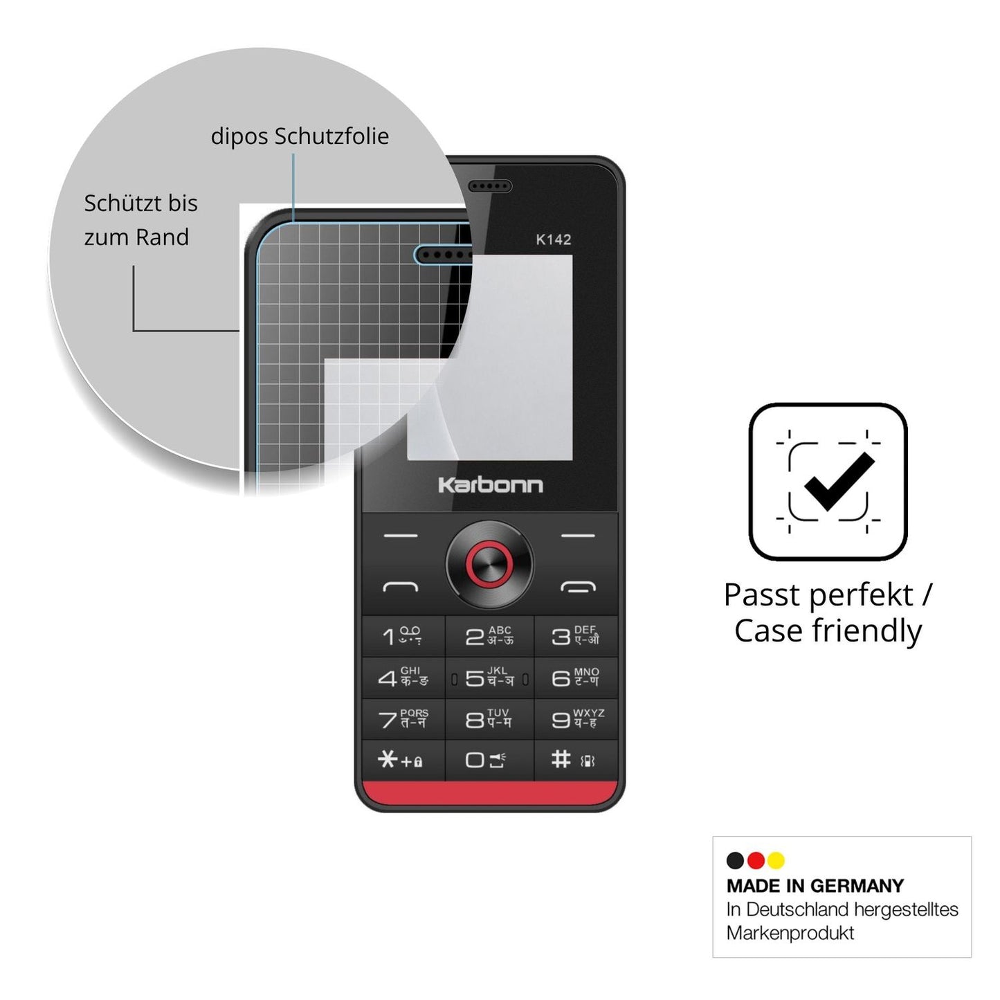 Schutzglasfolie mit optimaler Passform, zur Verwendung mit Hüllen geeignet