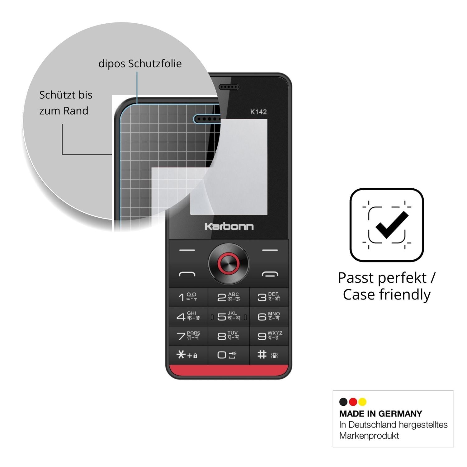 Schutzglasfolie mit optimaler Passform, zur Verwendung mit Hüllen geeignet
