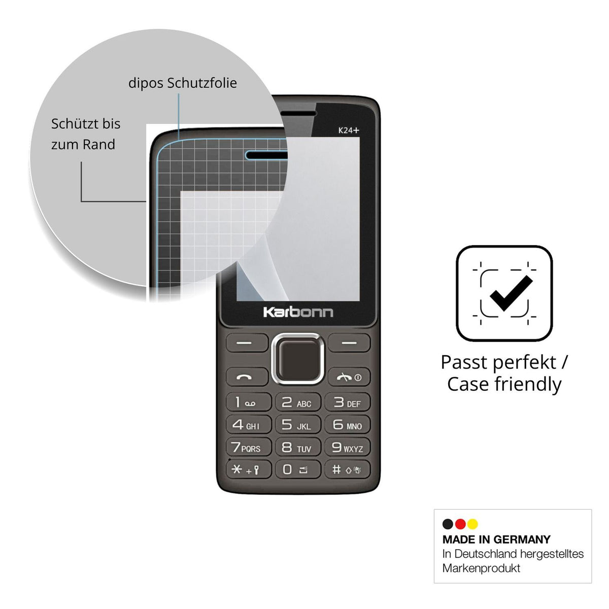 Schutzglasfolie mit optimaler Passform, zur Verwendung mit Hüllen geeignet