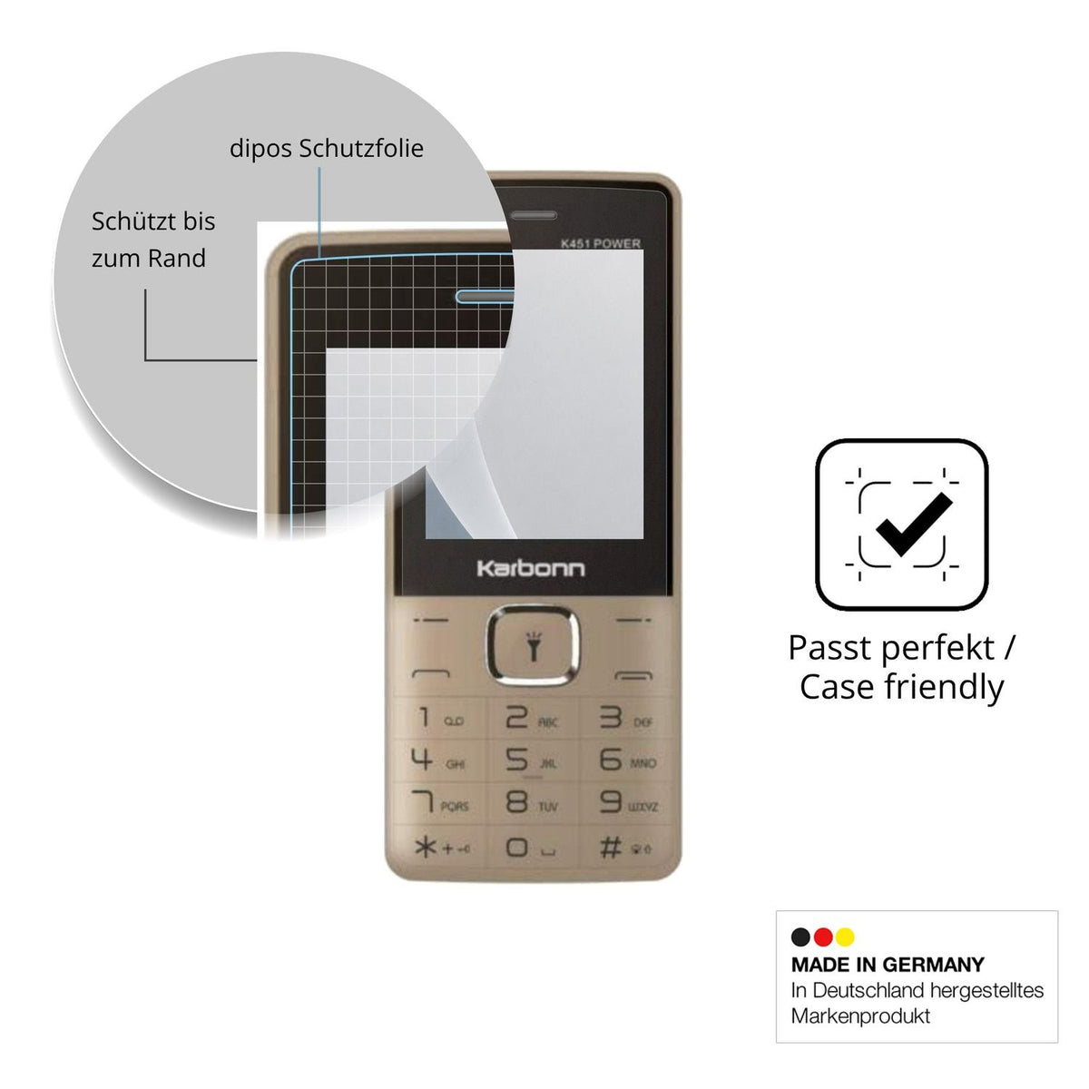 Schutzglasfolie mit optimaler Passform, zur Verwendung mit Hüllen geeignet
