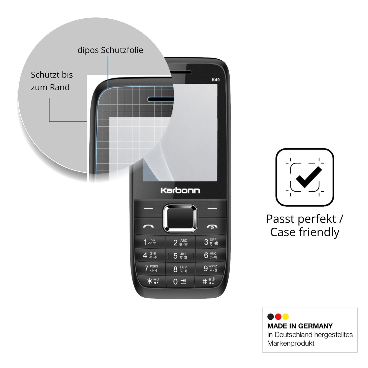 Schutzglasfolie mit optimaler Passform, zur Verwendung mit Hüllen geeignet