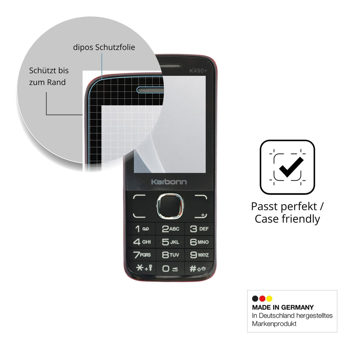 Schutzglasfolie mit optimaler Passform, zur Verwendung mit Hüllen geeignet