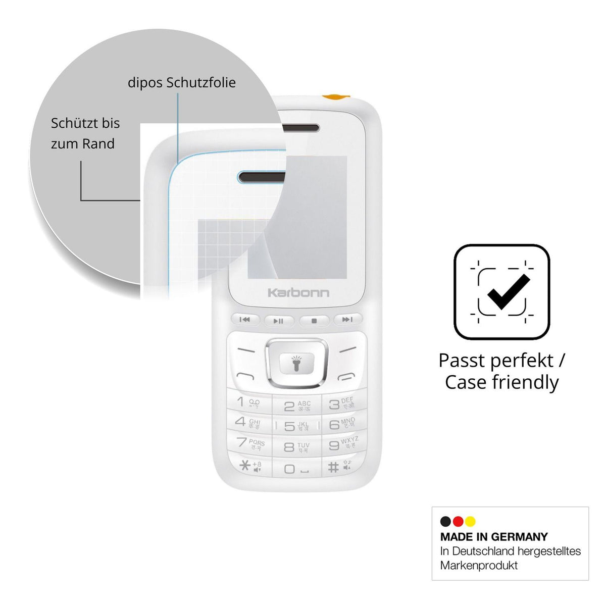Schutzglasfolie mit optimaler Passform, zur Verwendung mit Hüllen geeignet