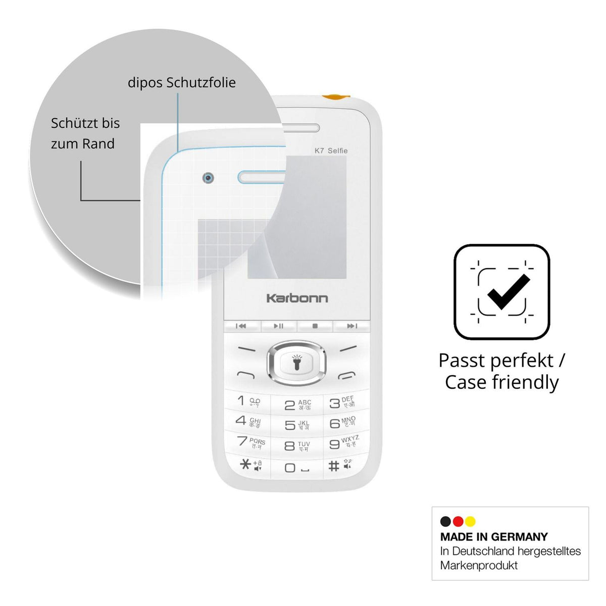 Schutzglasfolie mit optimaler Passform, zur Verwendung mit Hüllen geeignet